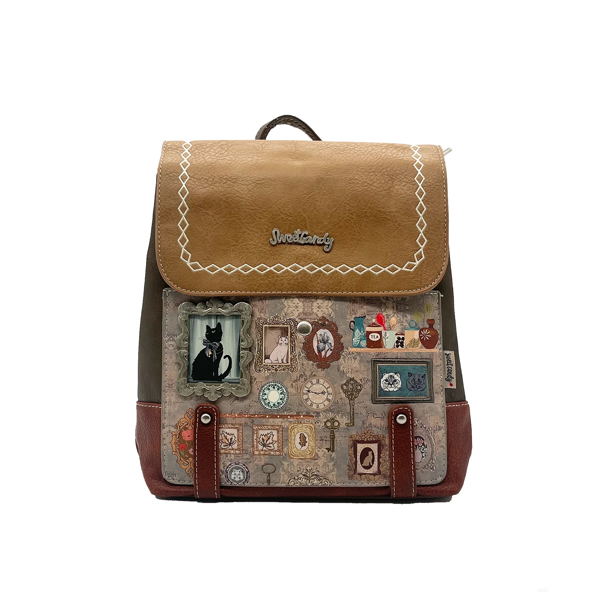 Mochila Vintage Sweet Candy Cat para Mujer