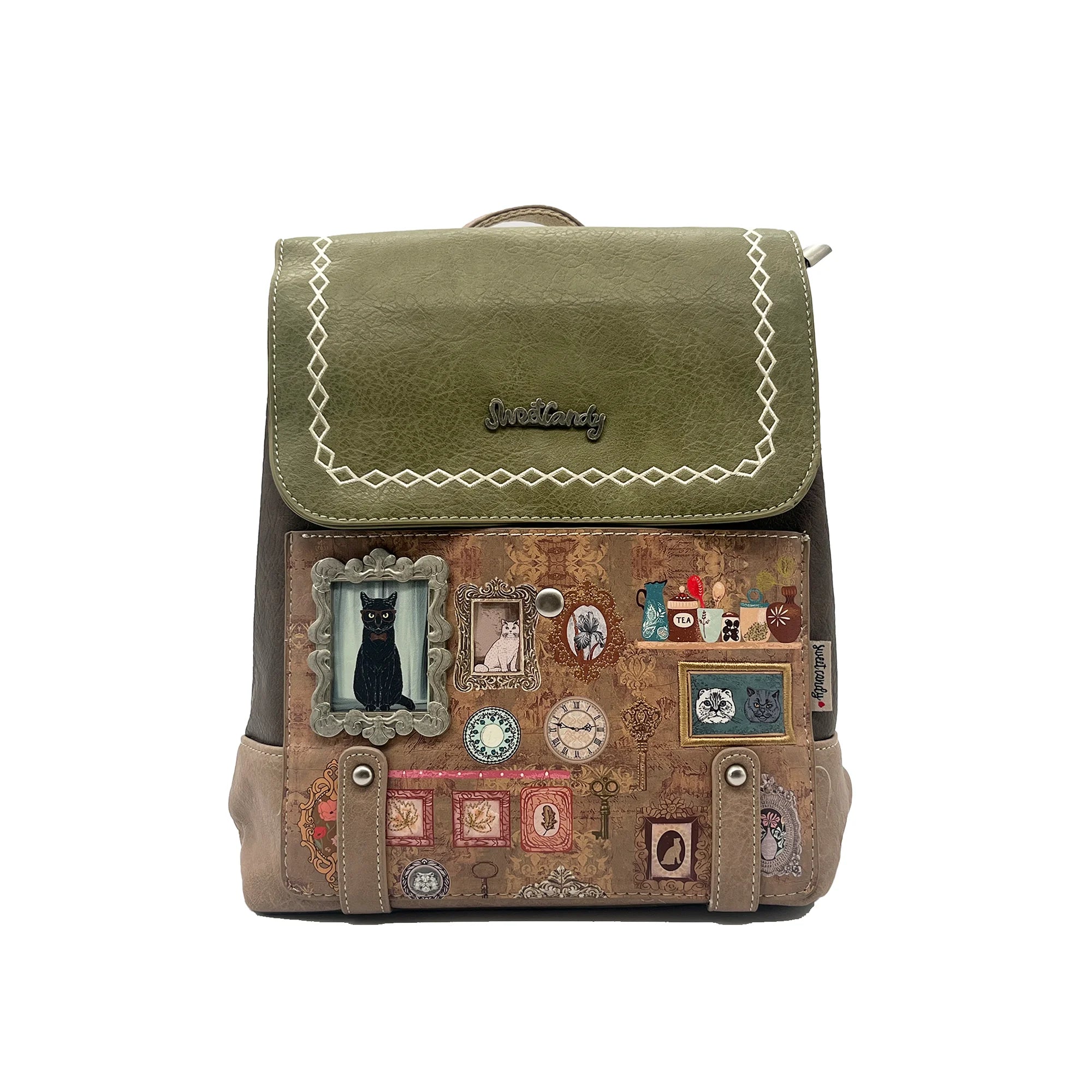 Mochila Vintage Sweet Candy Cat para Mujer