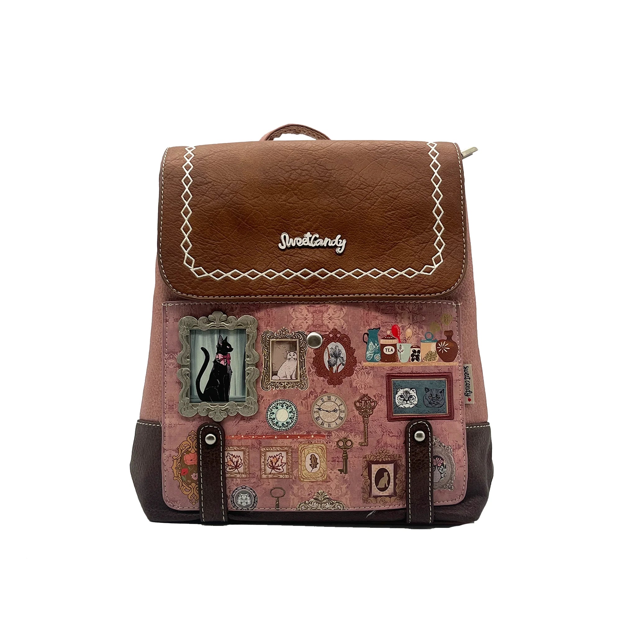 Mochila Vintage Sweet Candy Cat para Mujer