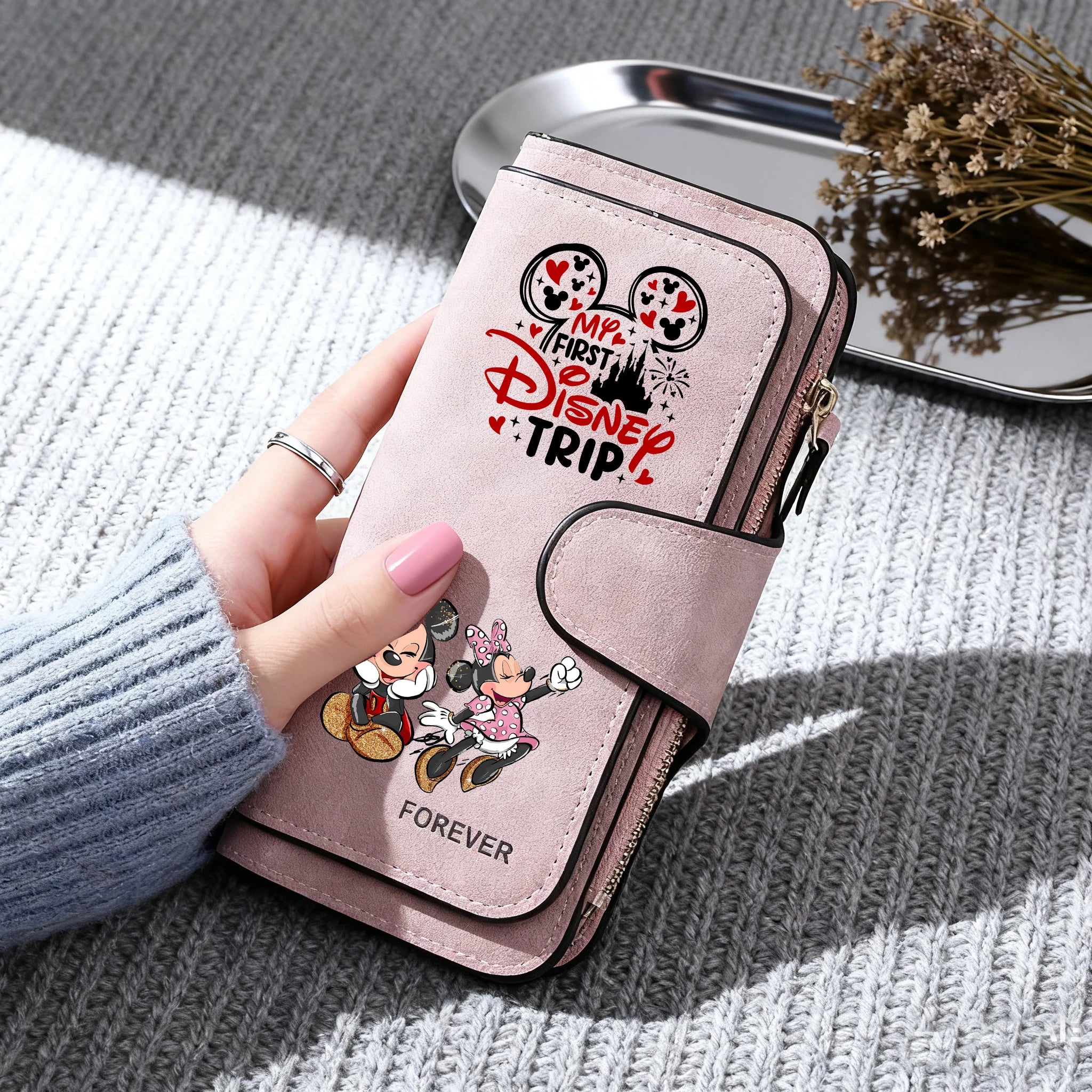 🐭 Billetera Larga Disney Mickey Mouse con Cremallera | Gran Capacidad y Estilo Kawaii