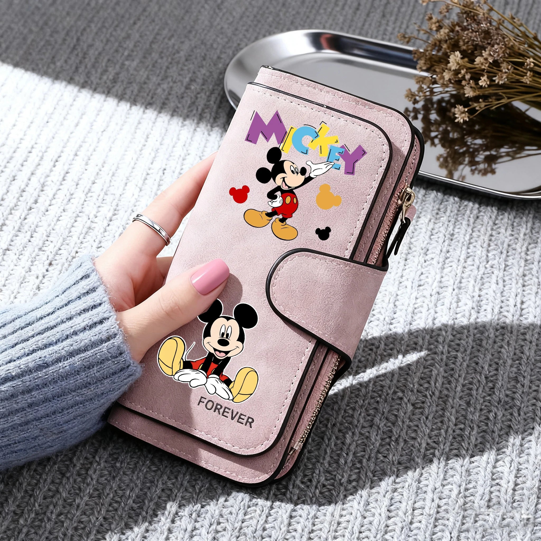 🐭 Billetera Larga Disney Mickey Mouse con Cremallera | Gran Capacidad y Estilo Kawaii